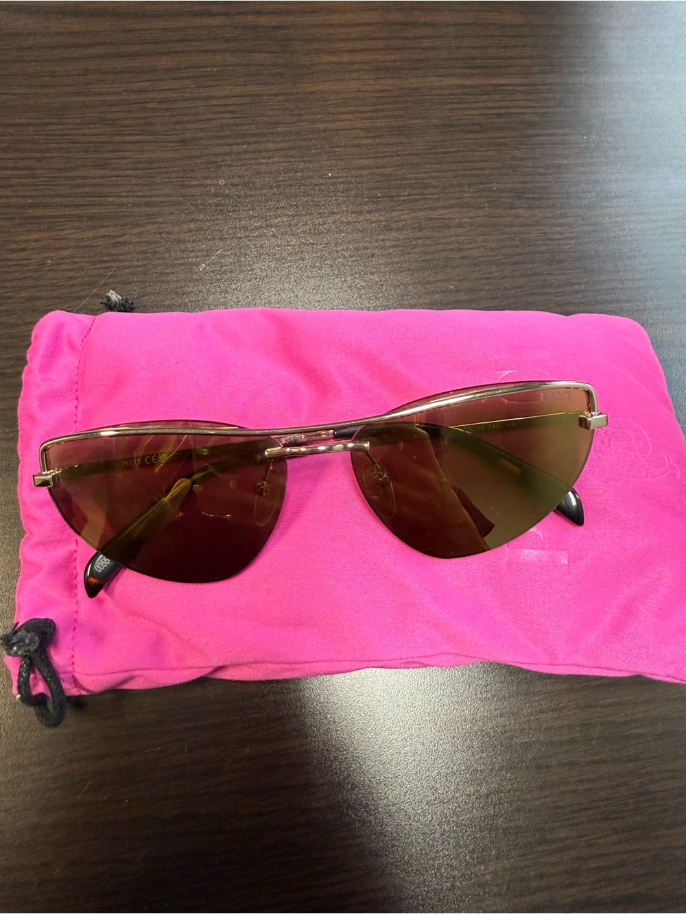 Emilio Pucci Cat-Eye Sunglasses with Brown Lenses and Gold Frame